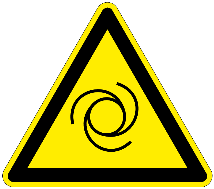 pictogram automatisch opstarten, geel zwart, driehoek, iso 7010, w018